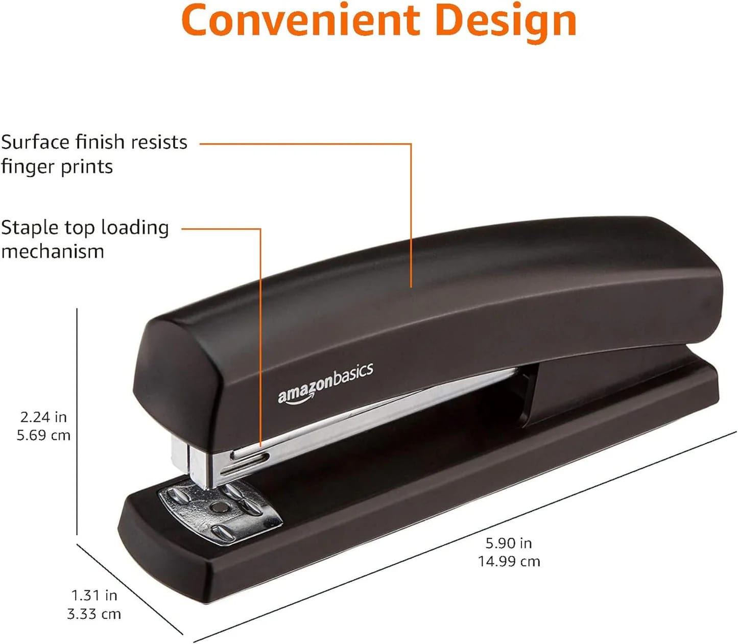 Basics Stapler with 1000 Staples, Matte Black