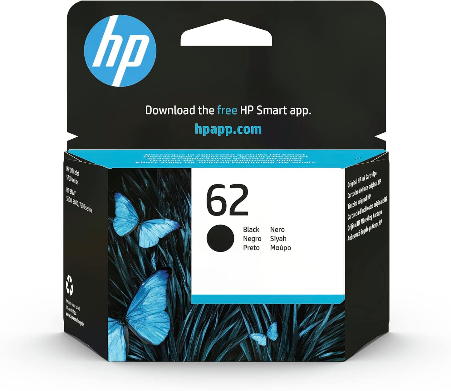HP N9J71AE 62 Original Ink Cartridges, Black and Tri-color, Multipack, 2 Count (Pack of 1)