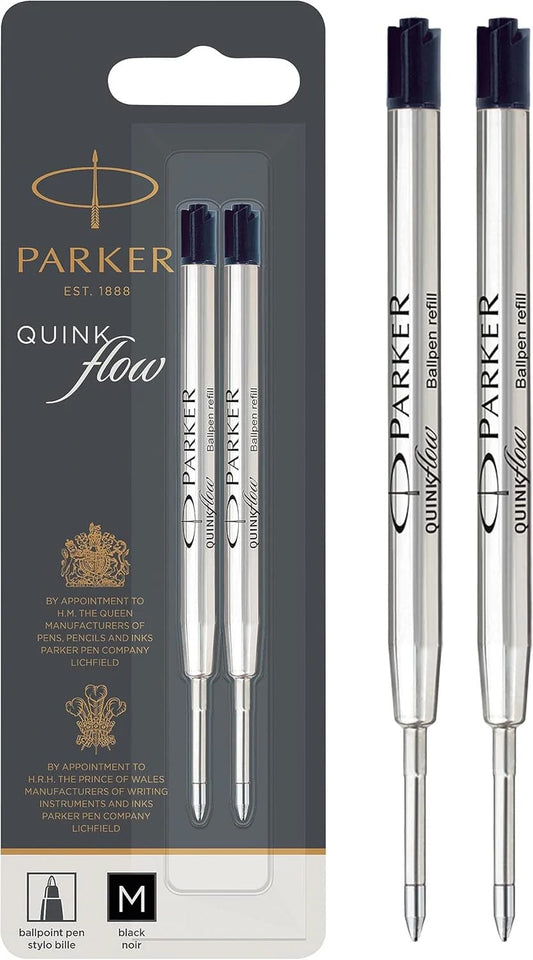 Parker Ballpoint Pen Refills | Medium Point | Black QUINKflow Ink | 2 Count