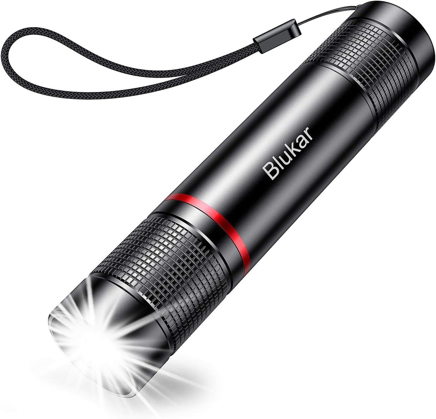 Blukar Rechargeable LED Torch, 2000 Lumens Super Bright Flashlight with Adjustable Focus, 4 Modes, Waterproof, Pocket Size for Camping, Hiking, and Emergency Use