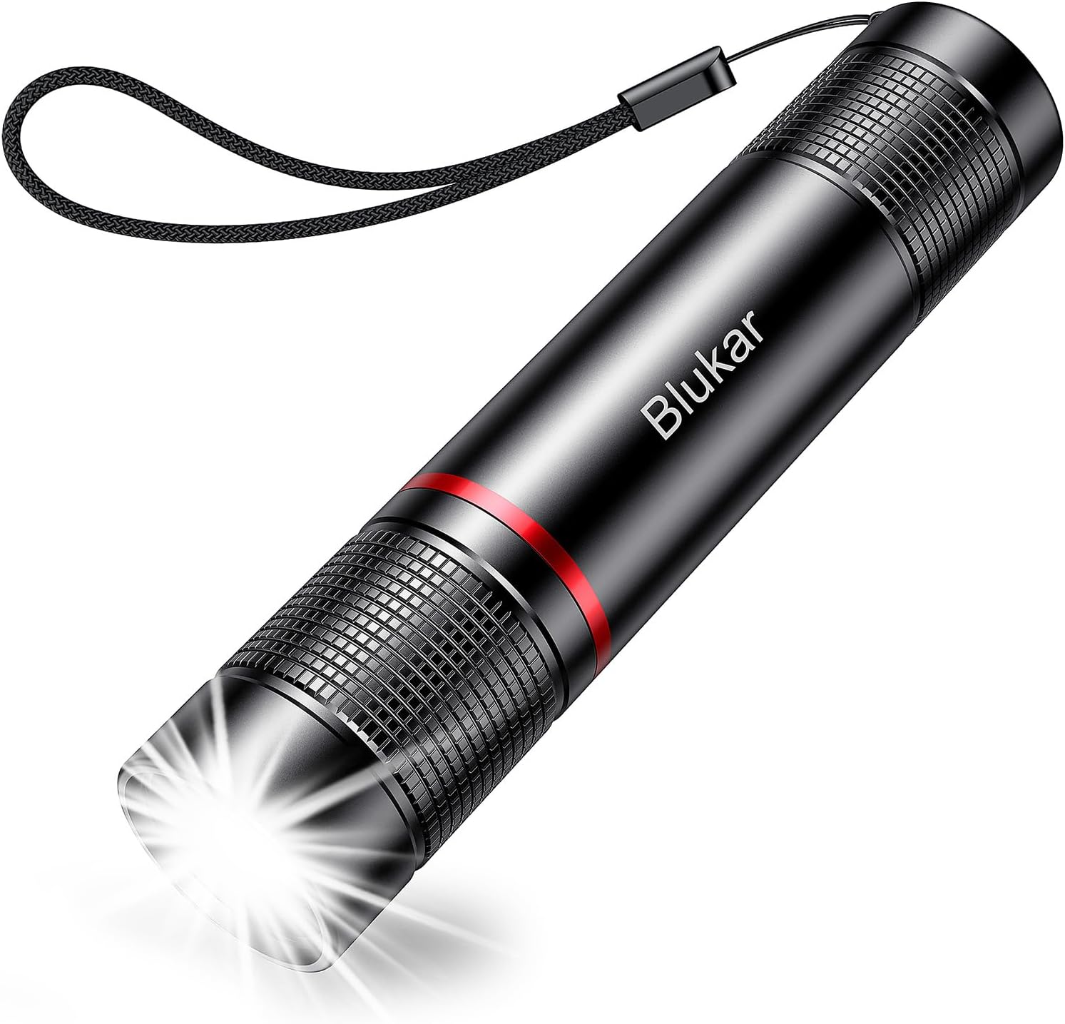 Blukar Rechargeable LED Torch, 2000 Lumens Super Bright Flashlight with Adjustable Focus, 4 Modes, Waterproof, Pocket Size for Camping, Hiking, and Emergency Use
