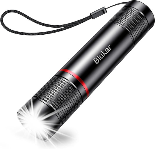 Blukar Rechargeable LED Torch, 2000 Lumens Super Bright Flashlight with Adjustable Focus, 4 Modes, Waterproof, Pocket Size for Camping, Hiking, and Emergency Use