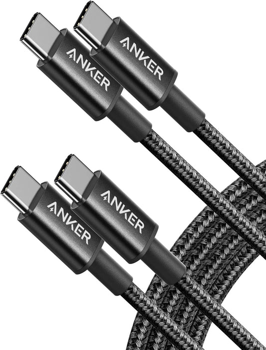 Anker USB C to USB C Charger Cable, New Nylon (6 ft, 2-Pack), 60W (3A) Type C fast Charging Cable for iPhone 17/16/15, iPad Pro, Samsung Galaxy, MacBook Pro,and More