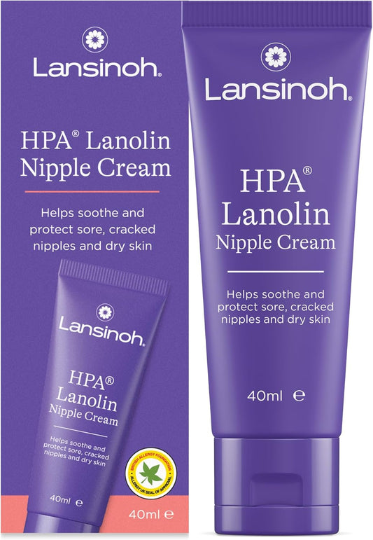 "Lansinoh HPA Lanolin Nipple Cream, 40ml – 100% Natural, Hypoallergenic, Tasteless and Odourless, Safe for Breastfeeding"
