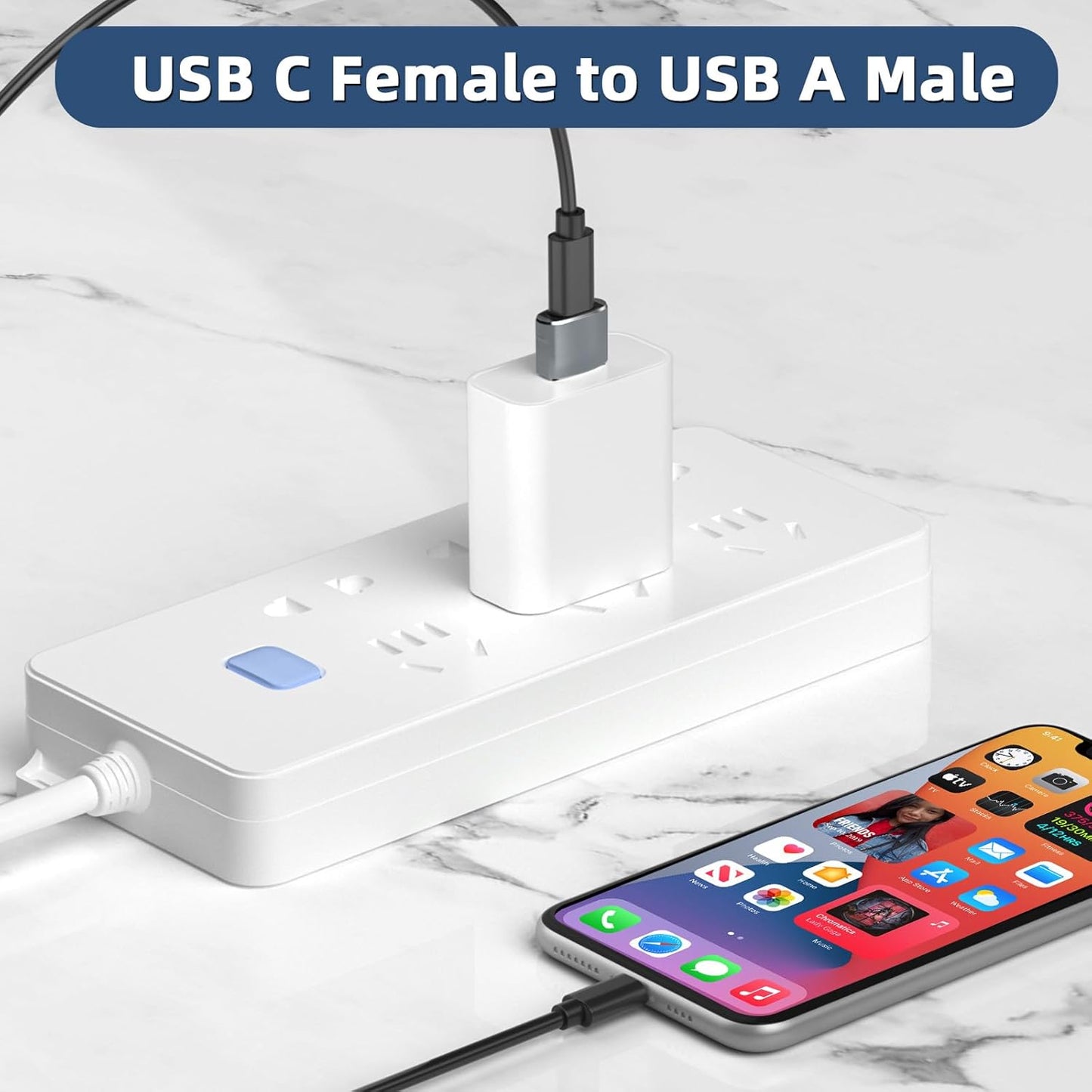 USB C to USB Adaptor, USB to USB C Adapter 3Pack, Type C Female to A Male Charger Cable Converter Compatible with Mbook, Notebook, Tablet, Smartphone, Airpods,Galaxy S23 S24 A34, iPad 10 Air 4 5