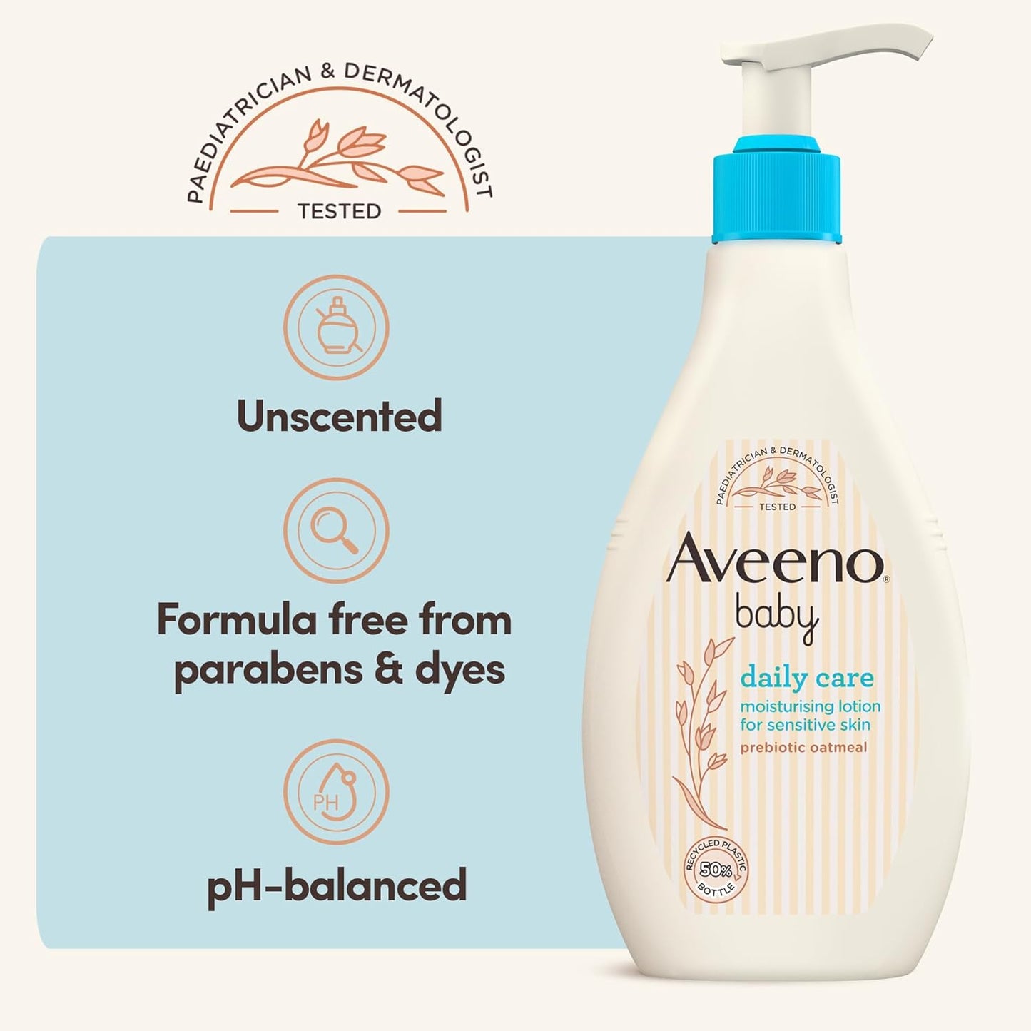 "Aveeno Baby Daily Care Moisturising Lotion, 250ml – Fast-Absorbing Face and Body Lotion with Prebiotic Colloidal Oatmeal for Sensitive Skin"