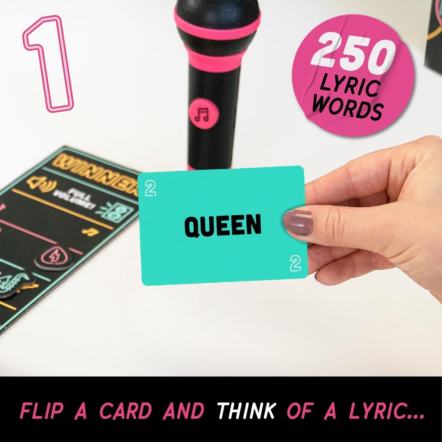 Lucky Egg Grab the Mic Family Karaoke Board Game, 2-10 Players, Ages 8+, 250 Lyrics (125 Cards), for Kids and Family Parties