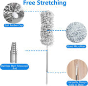 ASelected Extendable Microfiber Duster with 108-Inch Telescoping Pole, Washable Hand Duster for High Surfaces