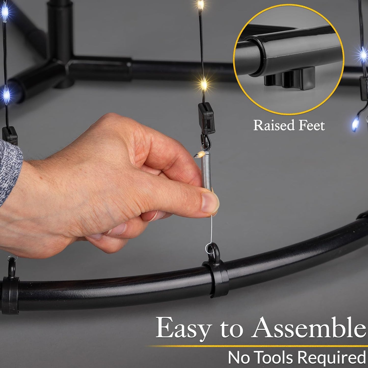 Christow Maypole Christmas Tree, 2.1m Light Up Outdoor Decoration with Flashing Warm White and White Micro LED Lights, Mains Operated