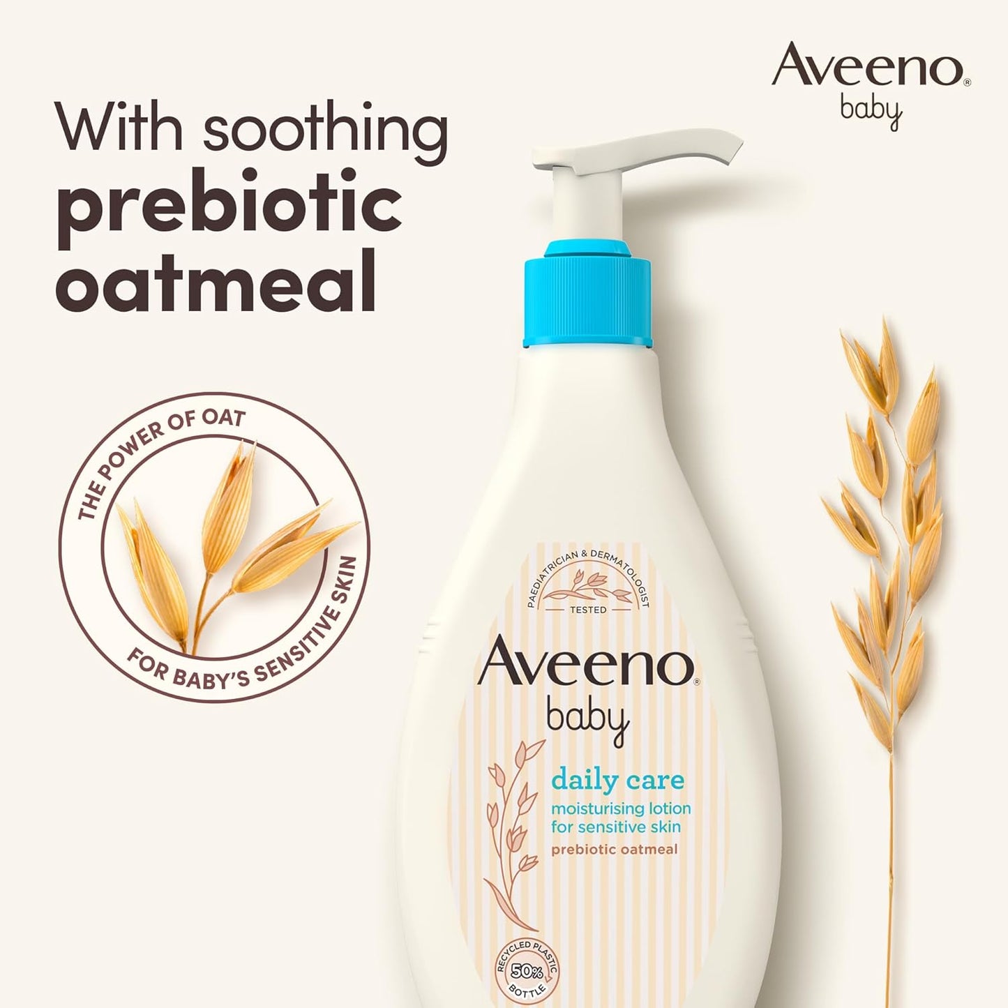 "Aveeno Baby Daily Care Moisturising Lotion, 250ml – Fast-Absorbing Face and Body Lotion with Prebiotic Colloidal Oatmeal for Sensitive Skin"