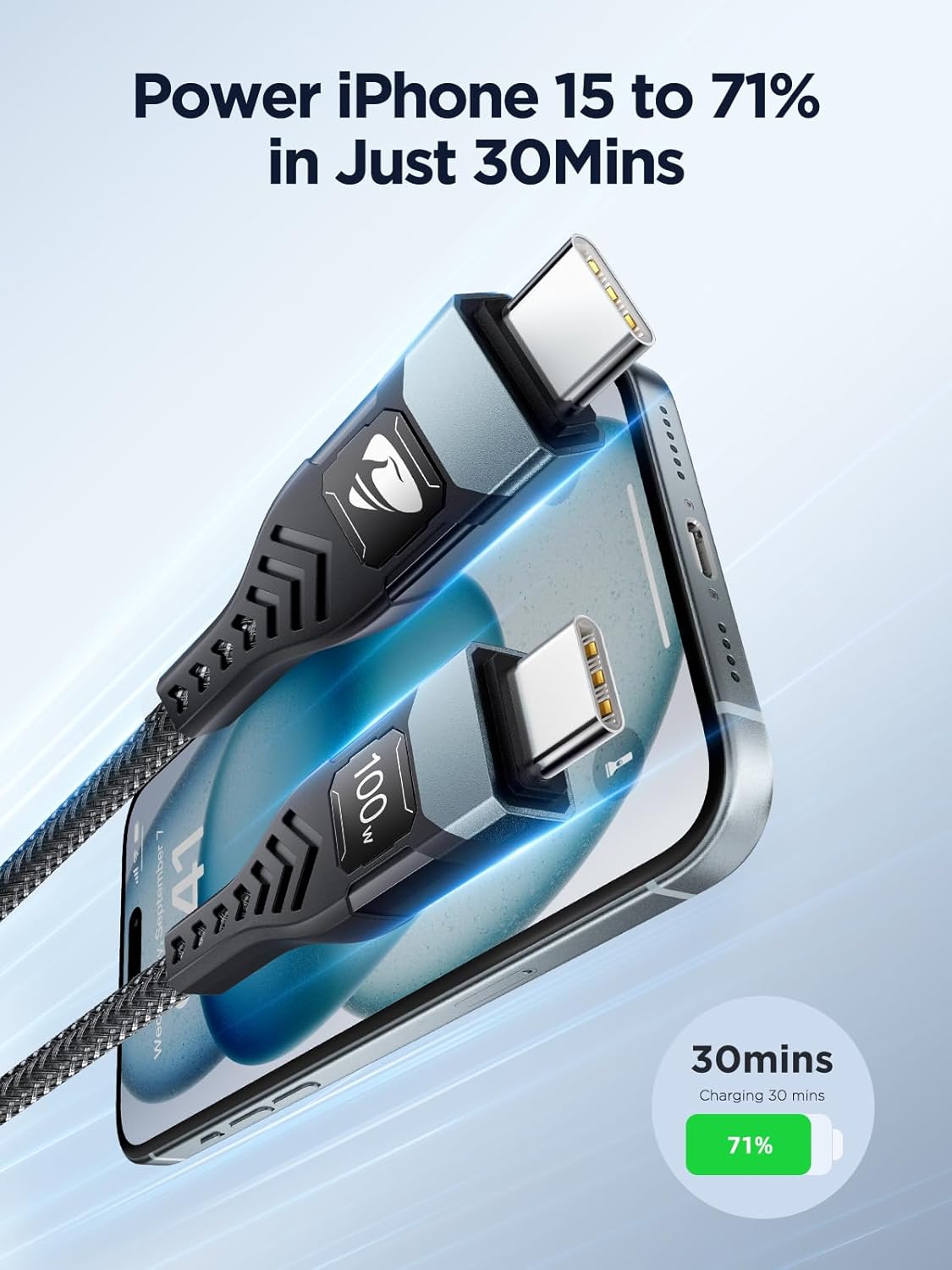 USB C to USB C, 100W 5A Fast Charging Cable [2Pack/2M] USB Type C Charger Fast Charge Lead Usbc to Usbc Cable for iPhone 15 16 17 Pro Max Plus iPad Pro MacBook Samsung Galaxy S23 S22 S24 S25 Ultra etc