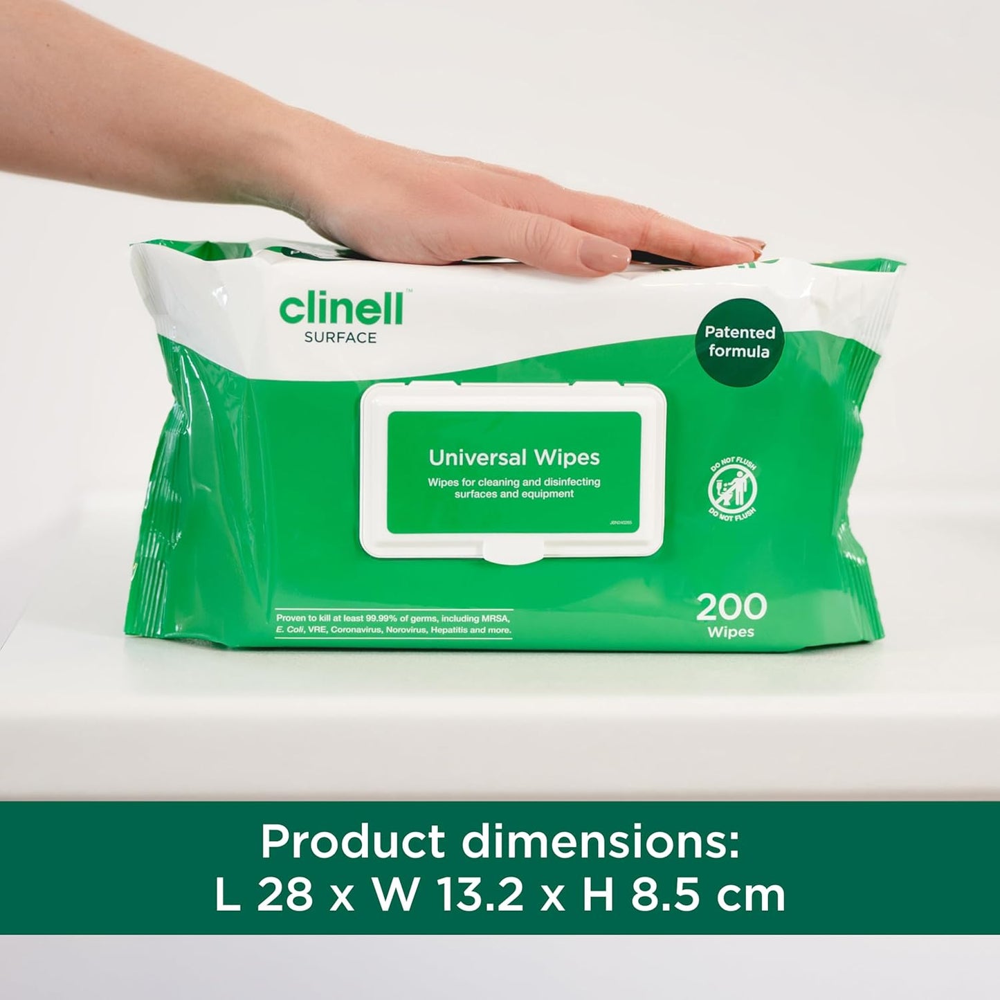 Clinell Universal Cleaning and Disinfectant Wipes for Surfaces - Pack of 200 Regular Wipes - Multi-Purpose, Kills 99.99% of Germs, Effective from 10 Seconds