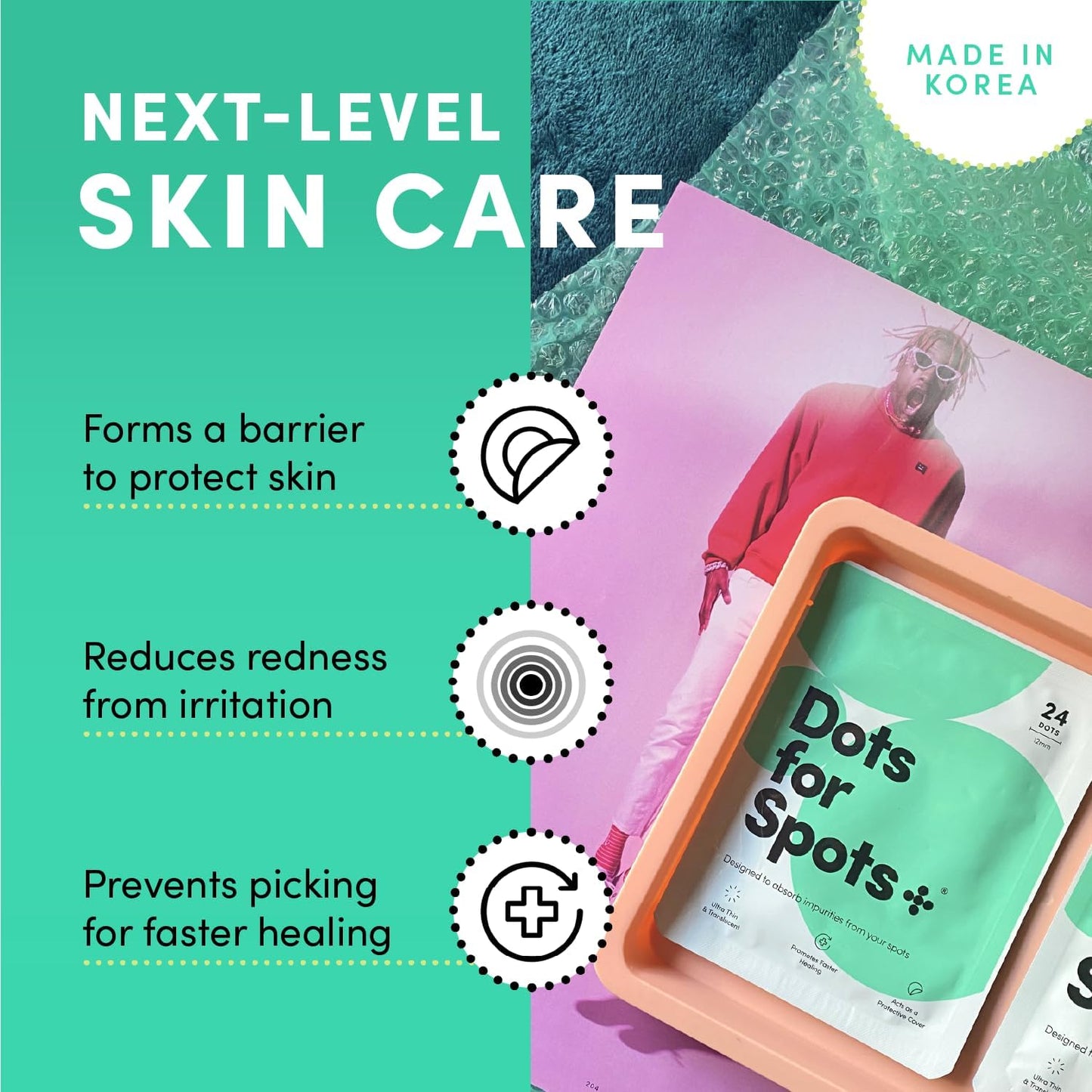 Dots for Spots Pimple Patches, 24 Pack, Translucent Hydrocolloid Spot Treatment Stickers for Face, Vegan and Cruelty-Free, Korean Skin Care"