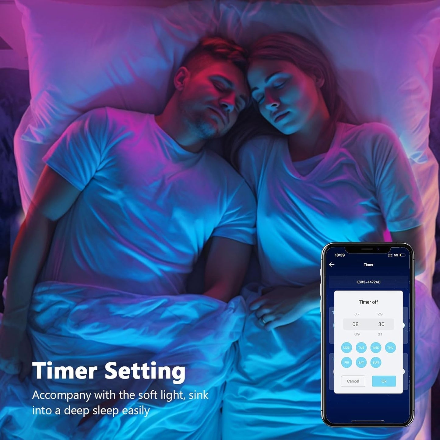 10m RGB LED Strip Lights, Cuttable, Music Sync, Color Changing, Smart App & Remote Control, Flexible LED Lights for Room Decoration