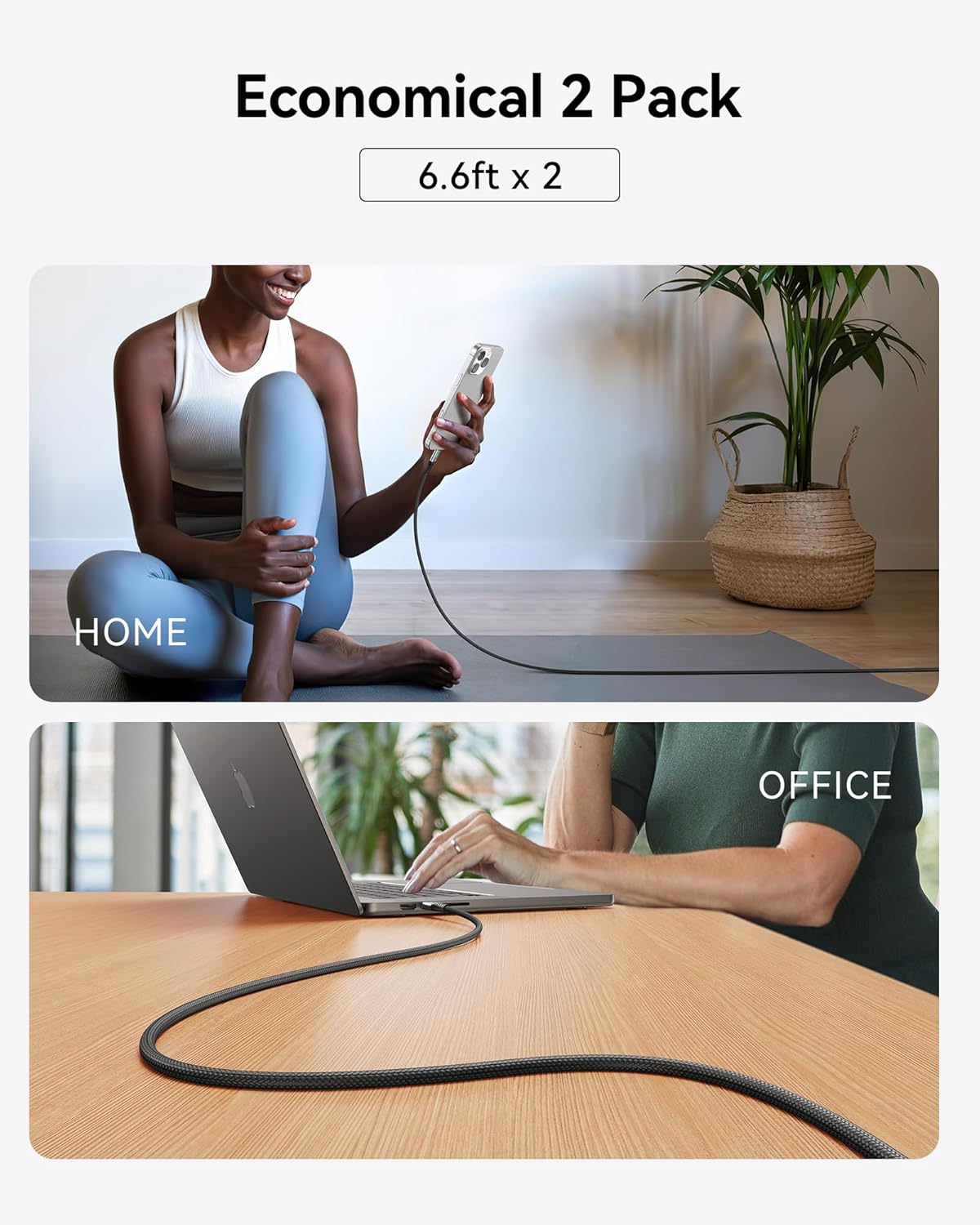 INIU 240W USB C to USB C Charger Cable, [2-Pack 2m] PD Type C Charge Cable, Super Fast Charging USB C Cable for iPhone 17 16 15 Pro Max Plus, MacBook iPad Air, Samsung S25 S24 Ultra, Steam Deck etc.