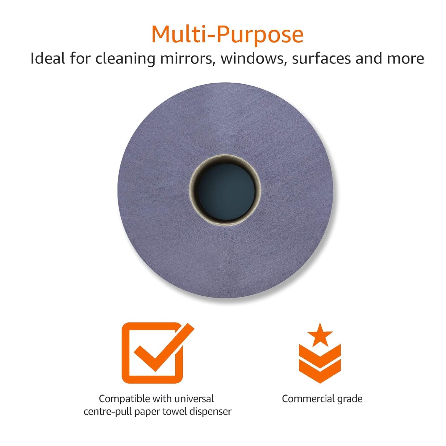 AmazonCommercial Multipurpose Wiping Paper, 2-ply Centrefeed, Blue Roll Recycled, 6 Rolls (1 pack), 450 Sheets per Roll, Sheet Size: 30 x 20 cm