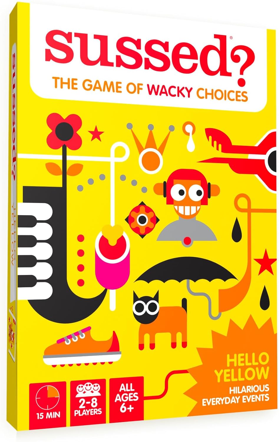 SUSSED Card Game for Kids & Adults - Guess My Wacky Answer | Travel Game for Family Holidays & Car Trips | Birthday Gift Idea | Yellow Pack