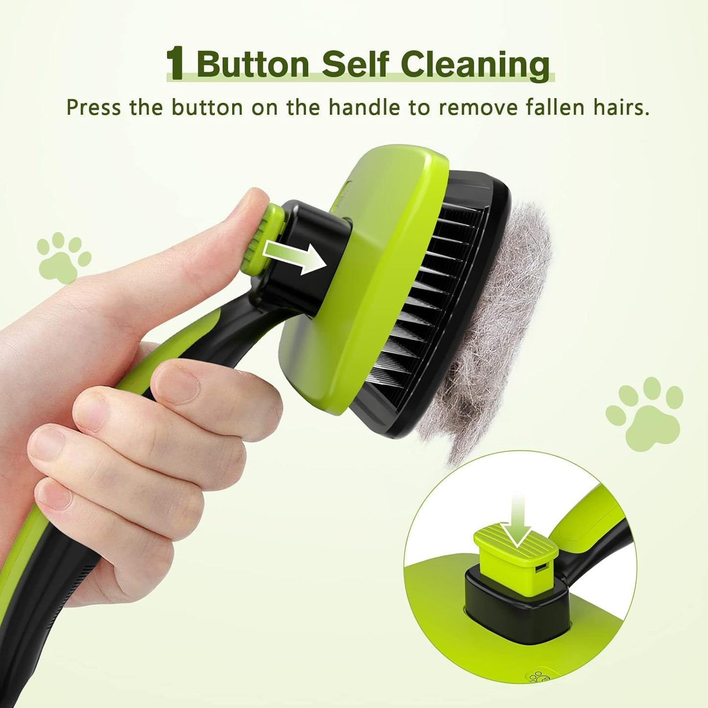 Pecute Cat and Dog Brush for Grooming - Self Cleaning Slicker With Rounded Pins for Short Haired Cats and Small Dogs - Safe and Smooth