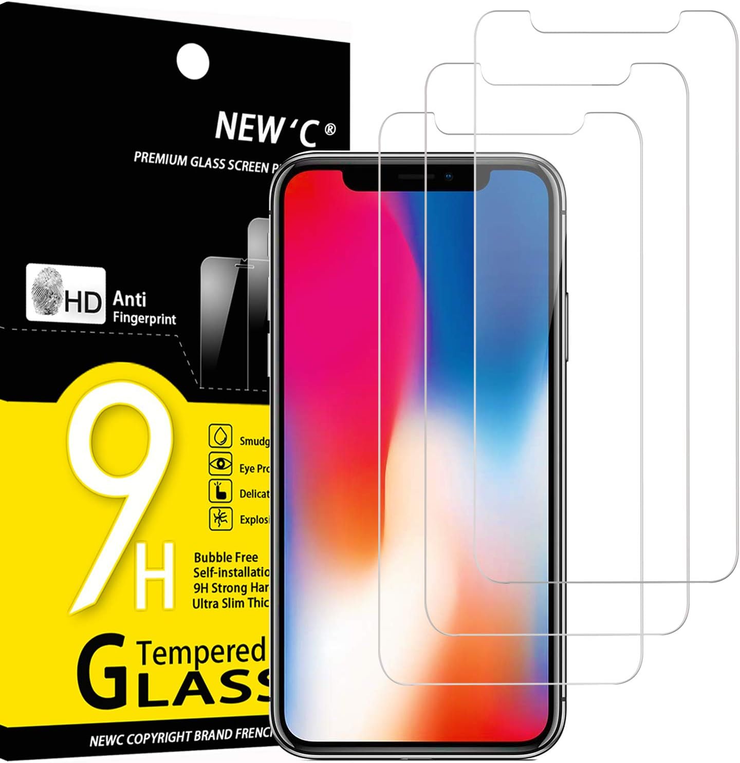 NEW'C 3 Pack Designed for iPhone 17, 17 Pro, iPhone 16 Pro Screen Protector (6.3 inches), Enhanced Tempered Glass Protection with easy installation tool included,Case Friendly Ultra Resistant