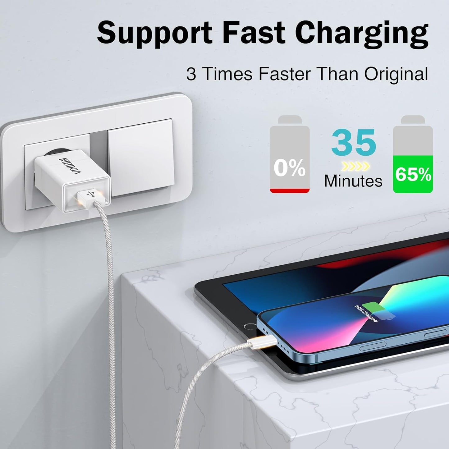 iPhone Charger Cable 2 Pack 2M [Apple MFi Certified] Lightning Cable Fast Charging Cord High Speed Data Sync Apple Charger Cable for iPhone 14 13 12 11 Pro/Pro Max XR XS X 8 7 6 Plus