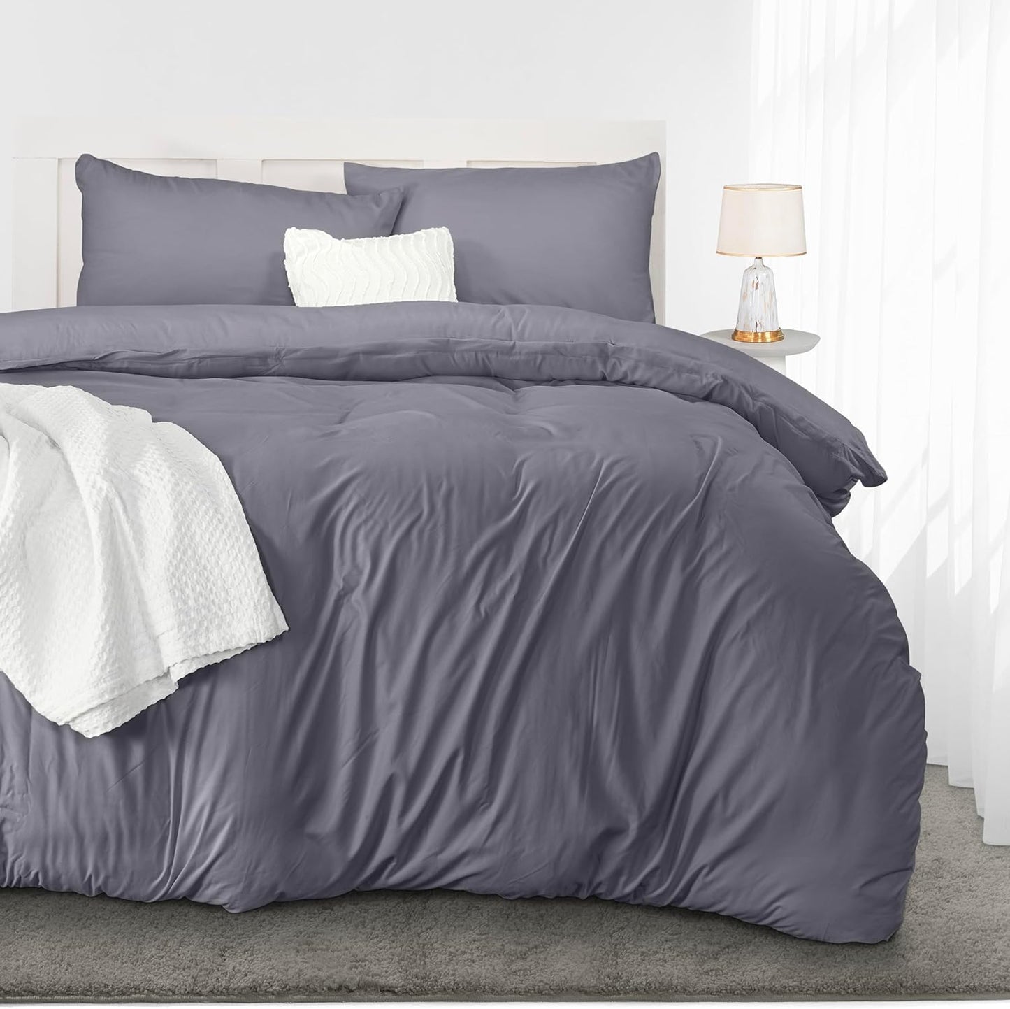 Utopia Bedding Duvet Cover Double - Soft Microfibre Polyester - Bedding Quilt Cover Set, with Pillow cases (Grey)