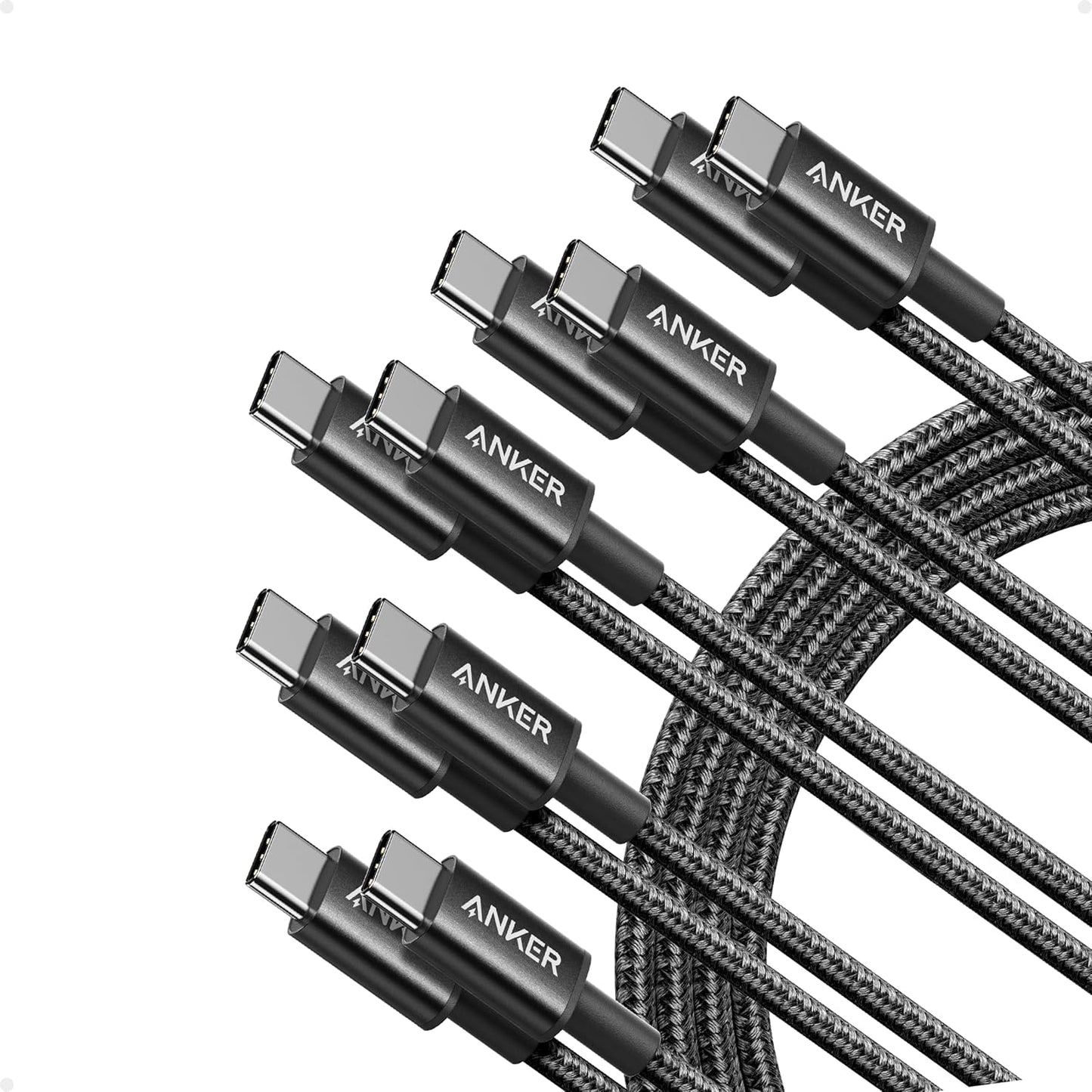 Anker USB C to USB C Charger Cable, New Nylon (6 ft, 2-Pack), 60W (3A) Type C fast Charging Cable for iPhone 17/16/15, iPad Pro, Samsung Galaxy, MacBook Pro,and More