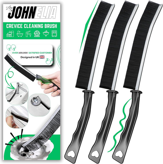JOHN ELIA 3-Piece Crevice Cleaning Brush Set, Multifunctional Bathroom and Grout Brushes for Small Spaces