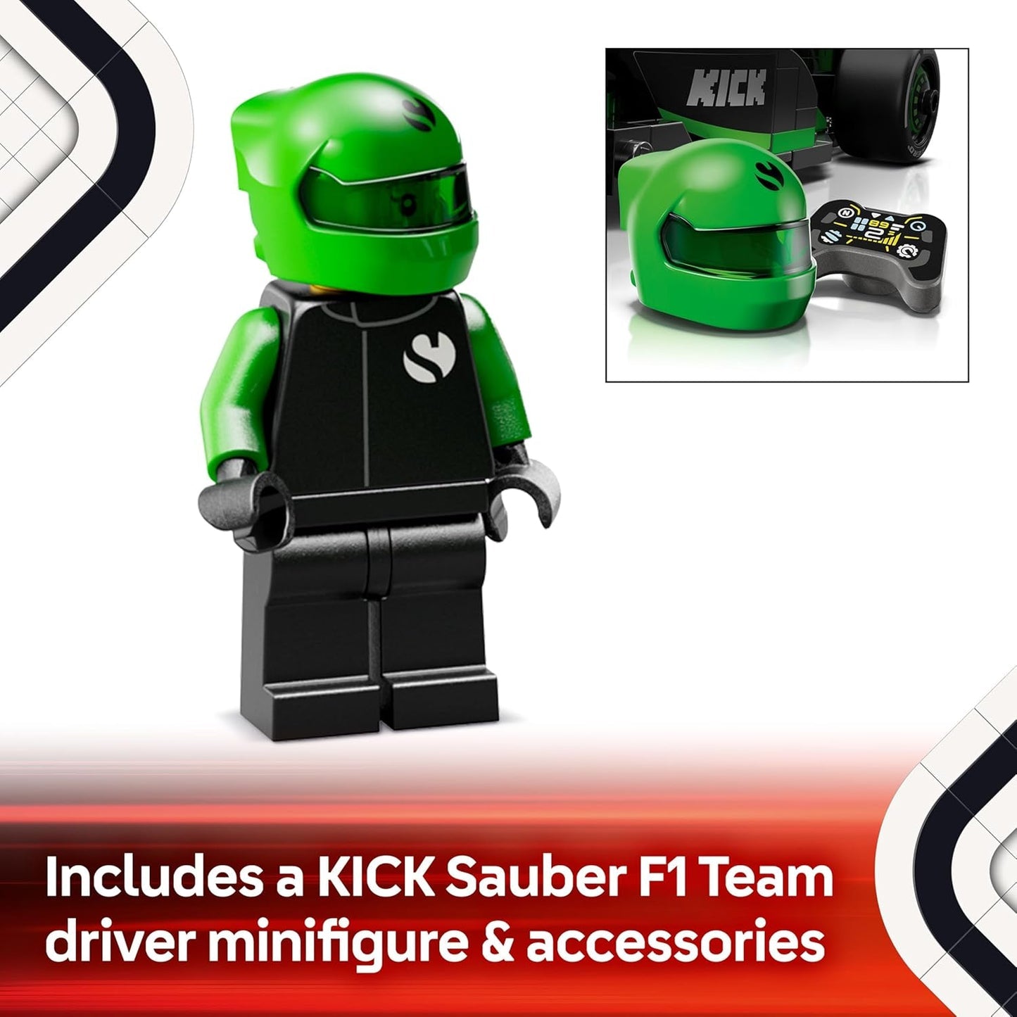 LEGO Speed Champions Sauber F1 Team C44 Race Car Model Set 77247, Includes Collectible Driver Minifigure, for Ages 10+