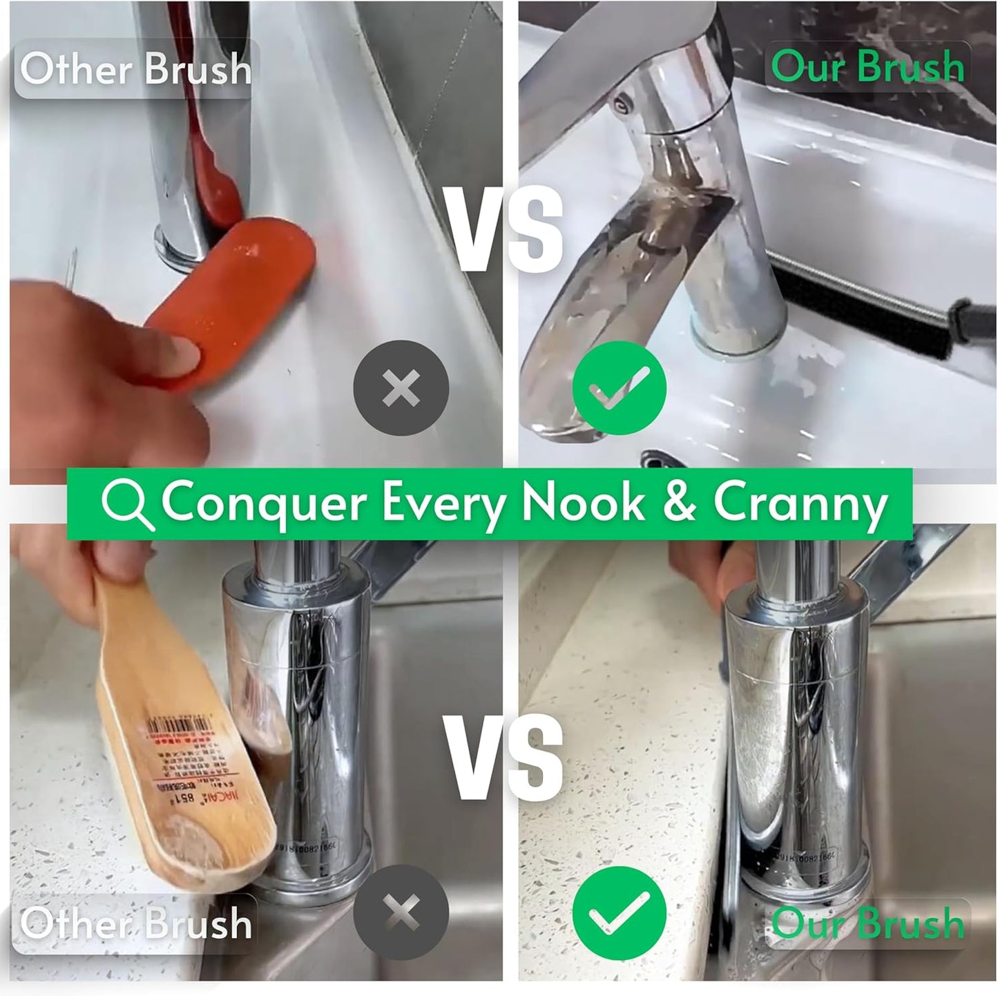 JOHN ELIA 3-Piece Crevice Cleaning Brush Set, Multifunctional Bathroom and Grout Brushes for Small Spaces