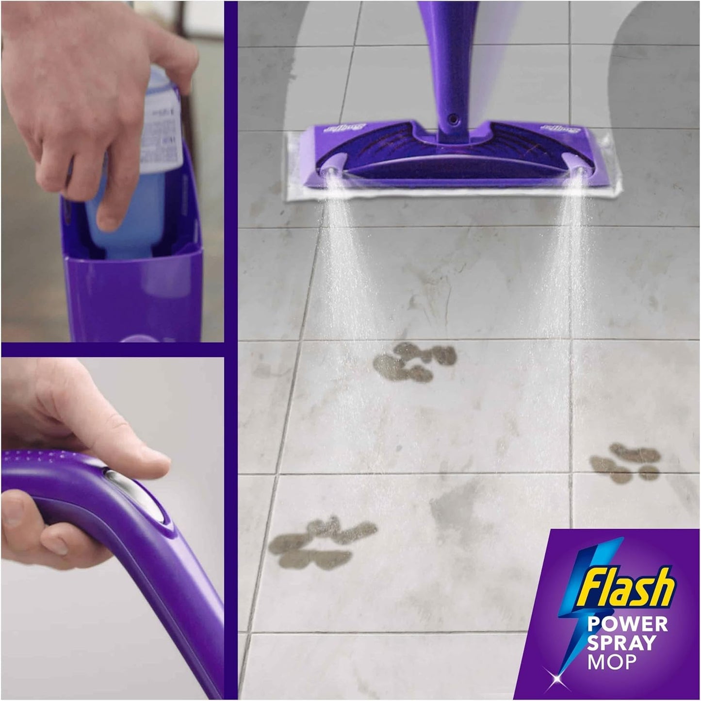 Flash Power Spray Mop Floor Cleaner Multi-Surface Cleaning Liquid Citrus Fresh 5L (1.25Lx4)