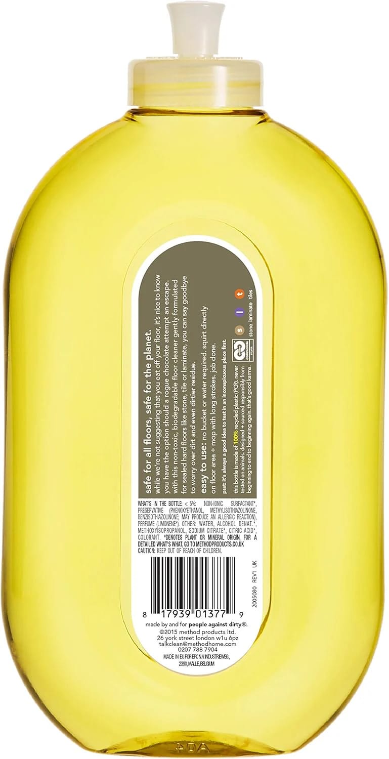 Method Multipurpose, Floor Liquid Cleaner, Gently Cleans and Shines, Fresh and Vibrant Lemon And Ginger Scent, Pack of 3, 739ml