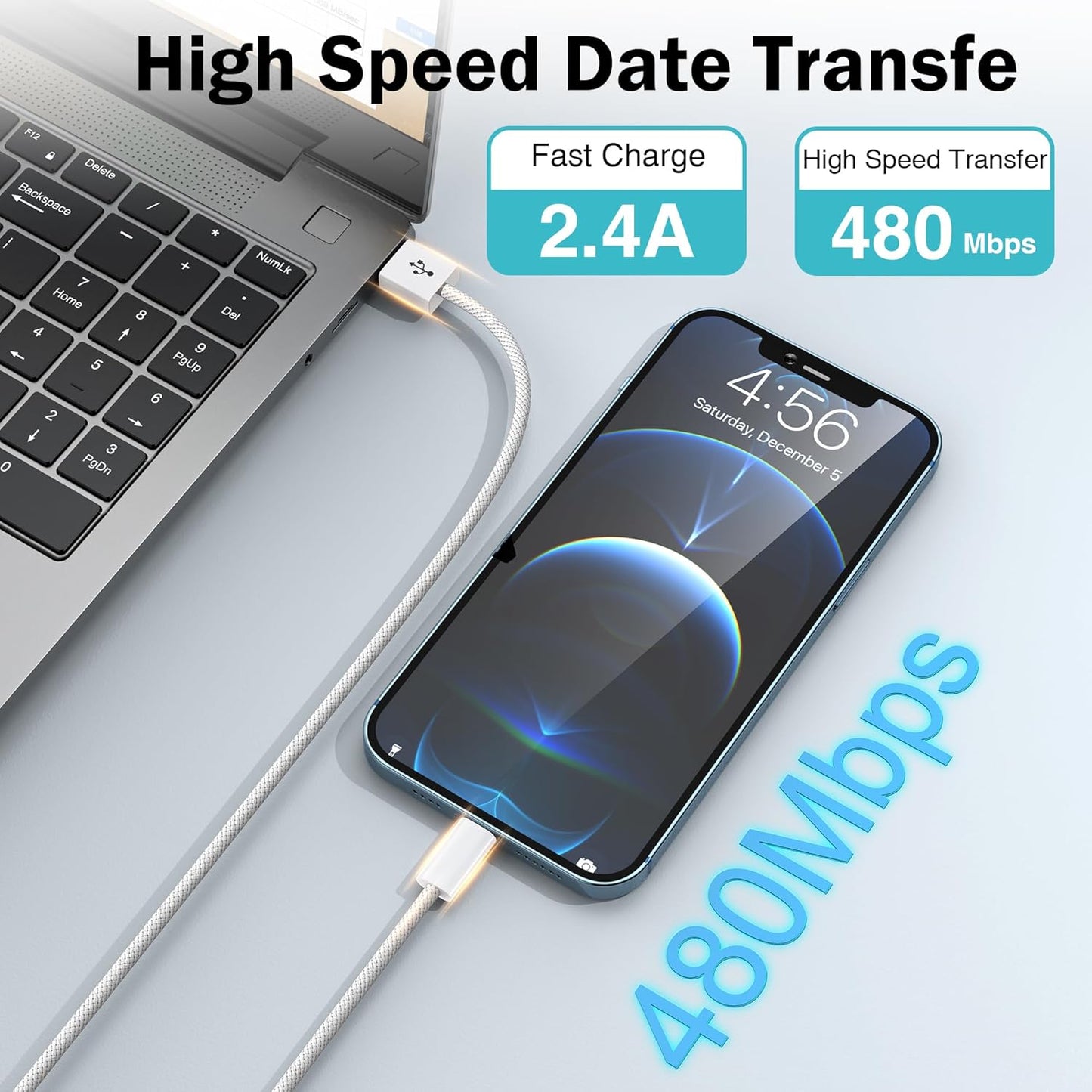 iPhone Charger Cable 2 Pack 2M [Apple MFi Certified] Lightning Cable Fast Charging Cord High Speed Data Sync Apple Charger Cable for iPhone 14 13 12 11 Pro/Pro Max XR XS X 8 7 6 Plus