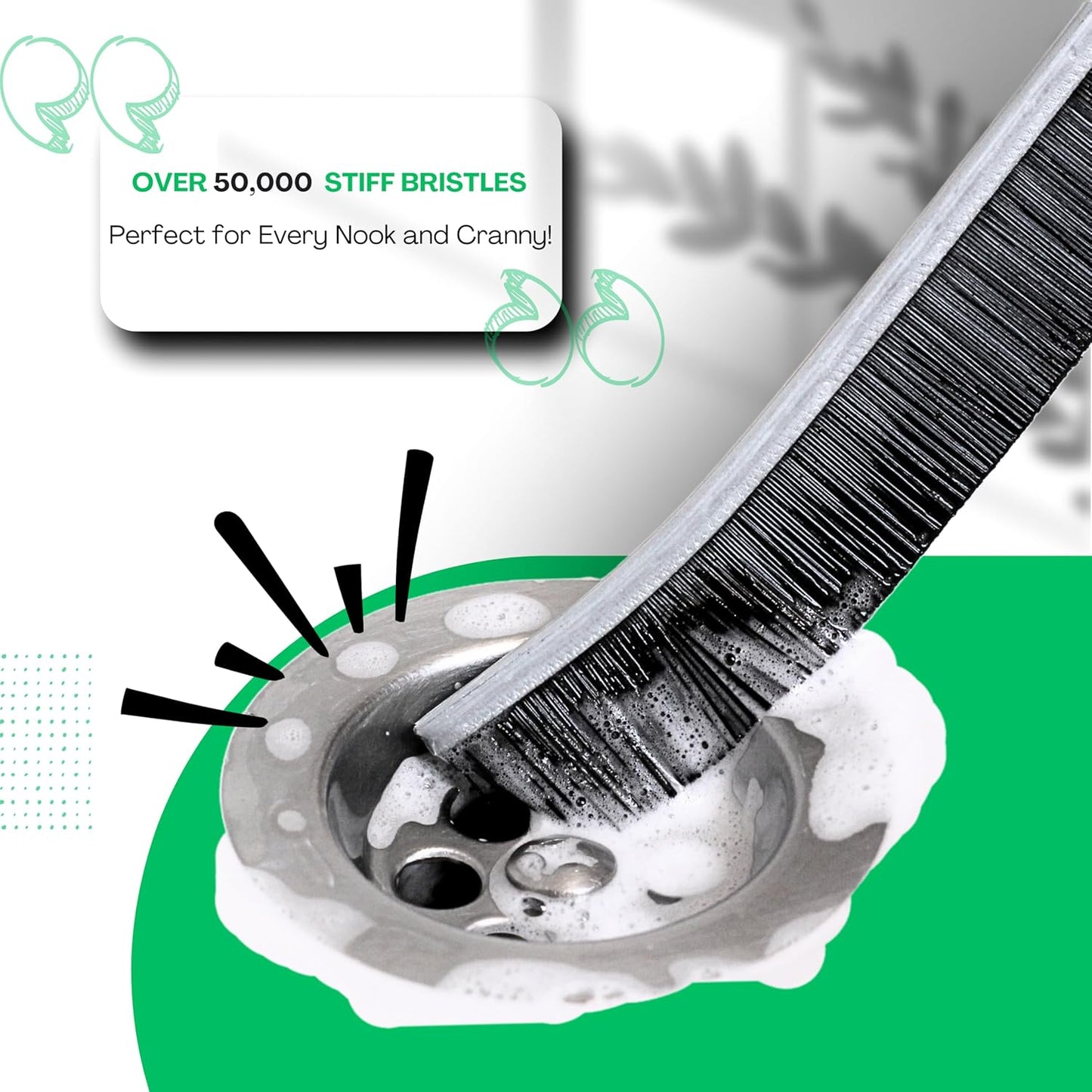 JOHN ELIA 3-Piece Crevice Cleaning Brush Set, Multifunctional Bathroom and Grout Brushes for Small Spaces