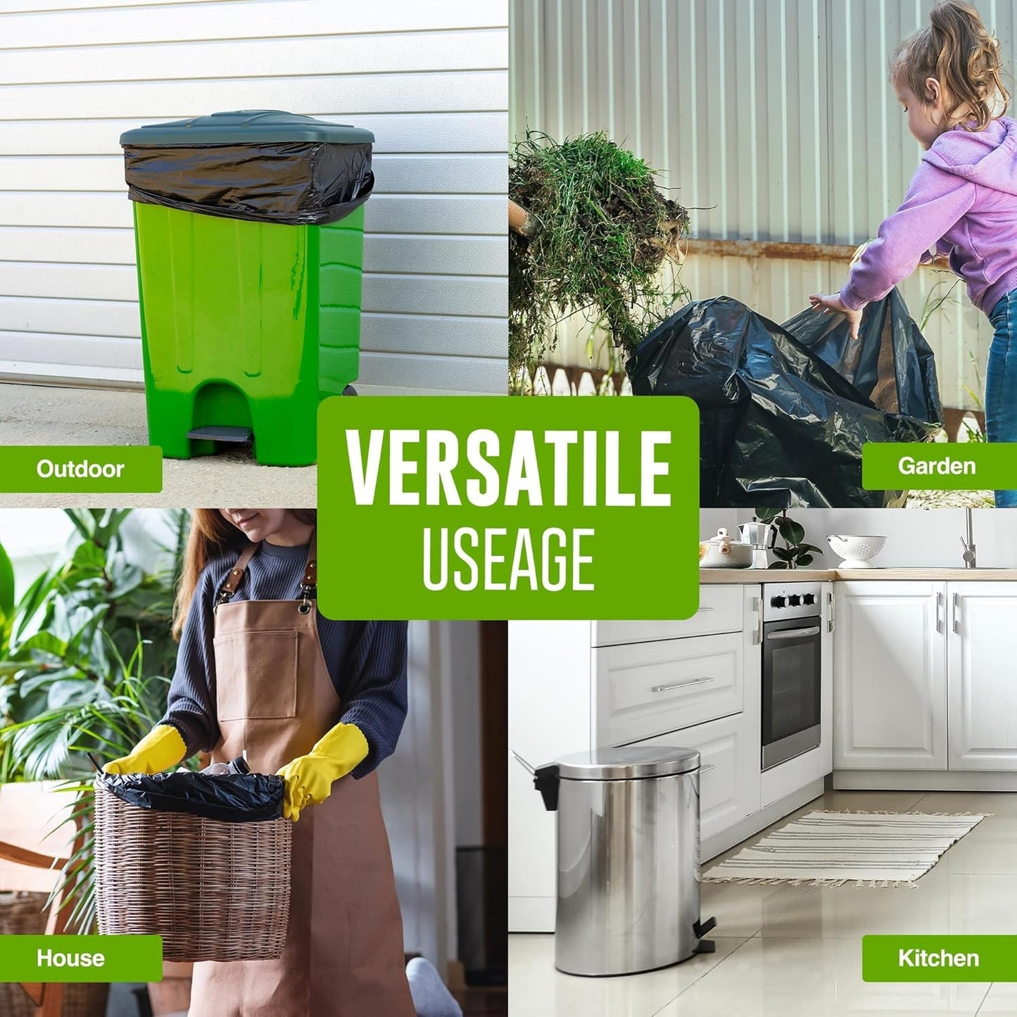 Eco Bag 50 Heavy Duty Bin Liner Refuse Sacks - 100L Black, 736mm x 990mm, 48