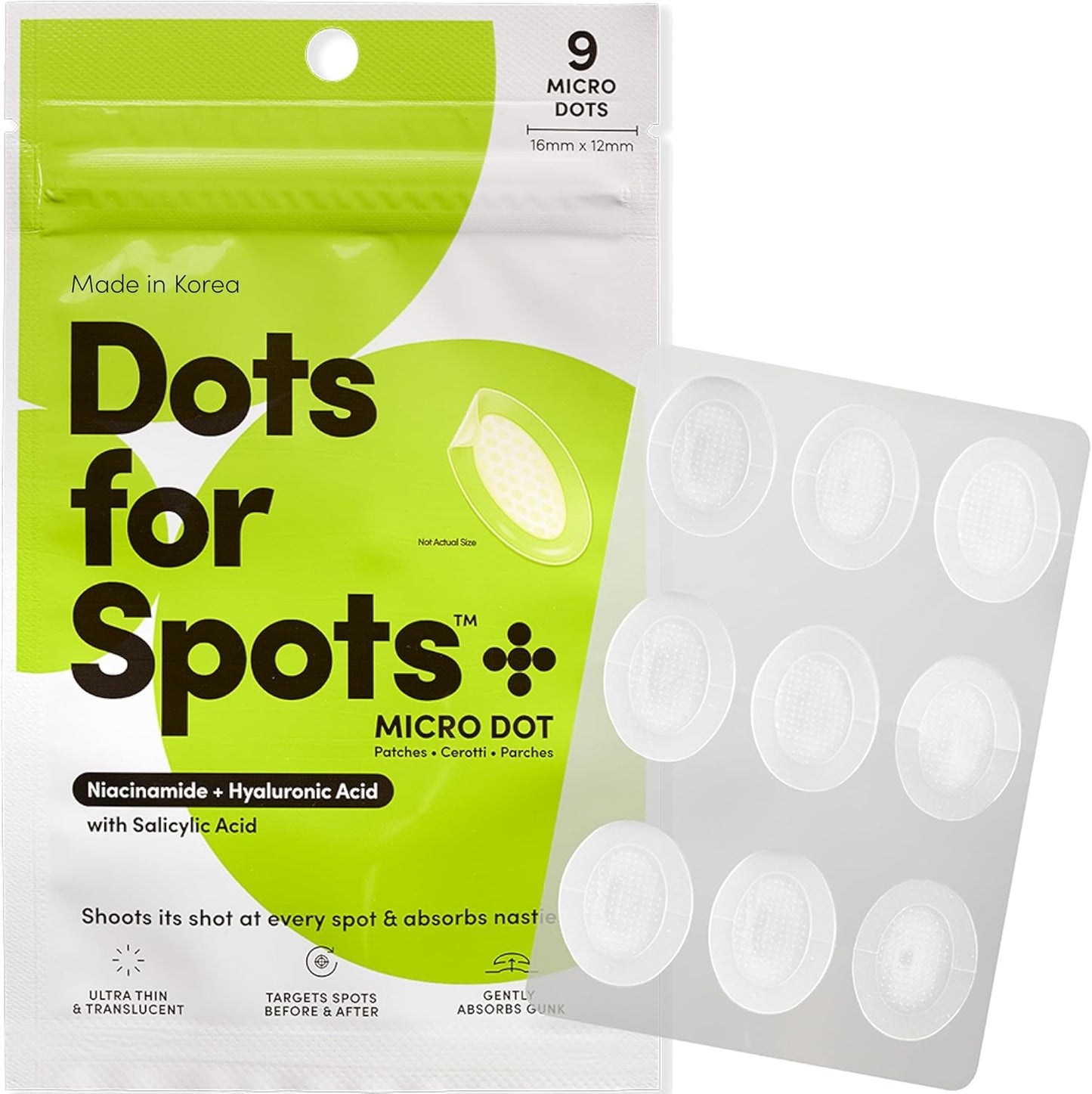 Dots for Spots Pimple Patches, 24 Pack, Translucent Hydrocolloid Spot Treatment Stickers for Face, Vegan and Cruelty-Free, Korean Skin Care"