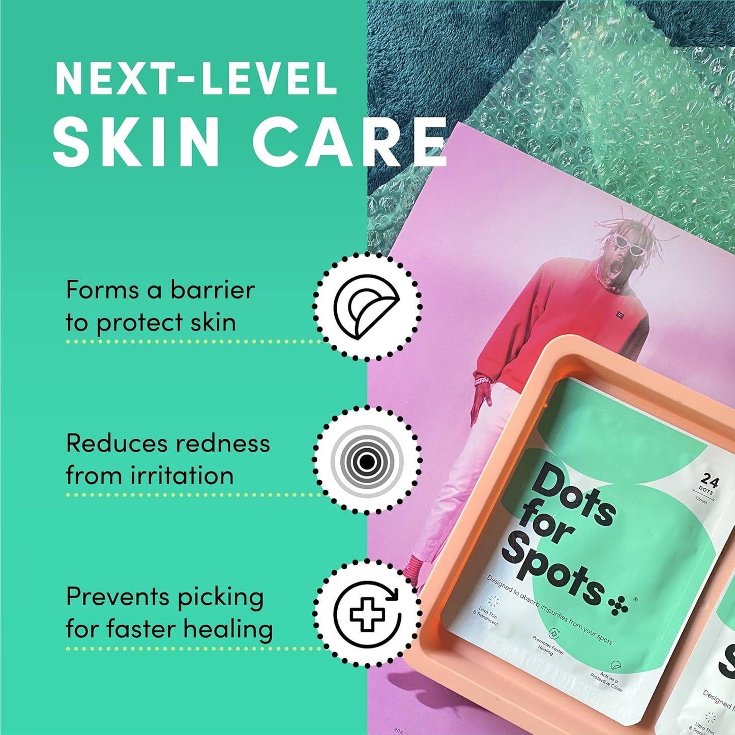 Dots for Spots Pimple Patches, 24 Pack, Translucent Hydrocolloid Spot Treatment Stickers for Face, Vegan and Cruelty-Free, Korean Skin Care"