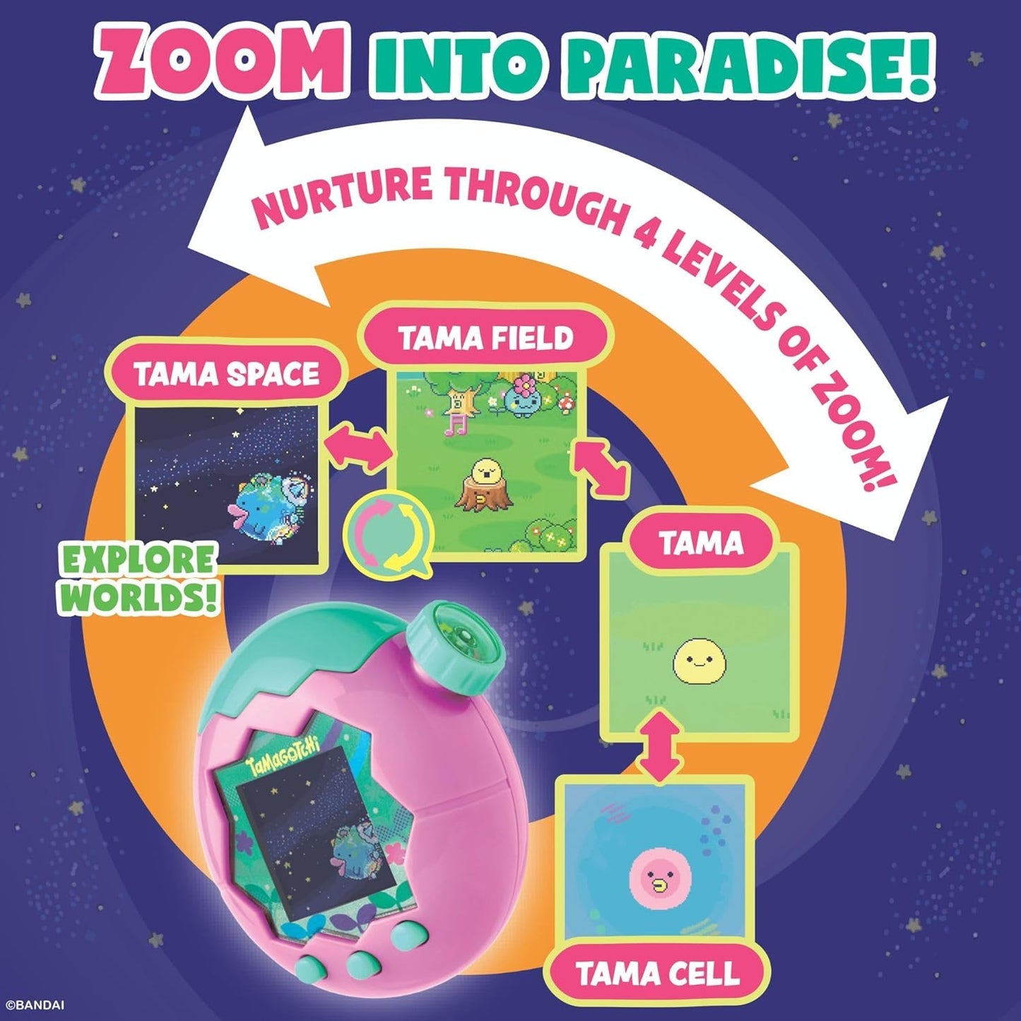 Bandai Tamagotchi Paradise Digital Pet, Blue Water Shell, Evolved Virtual Pet for Kids and Adults