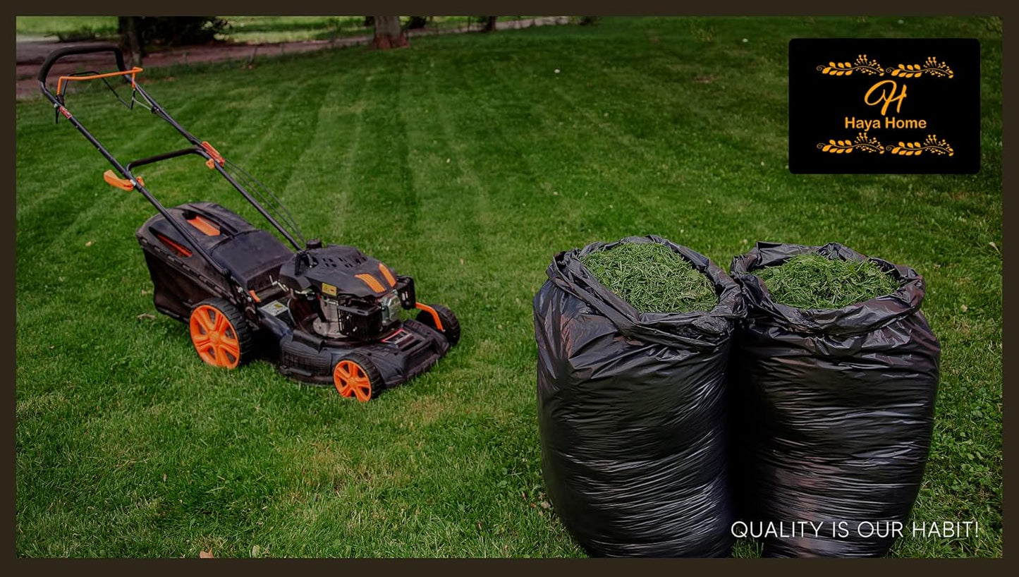 Haya Home 50 Black Plastic Bin Bags Liners, Refuse Sacks Pack of 50 X 1 Heavy Duty Waste Dustbin roll 100L for Kitchen Office DIY Garden Made from 100% Recycled Material