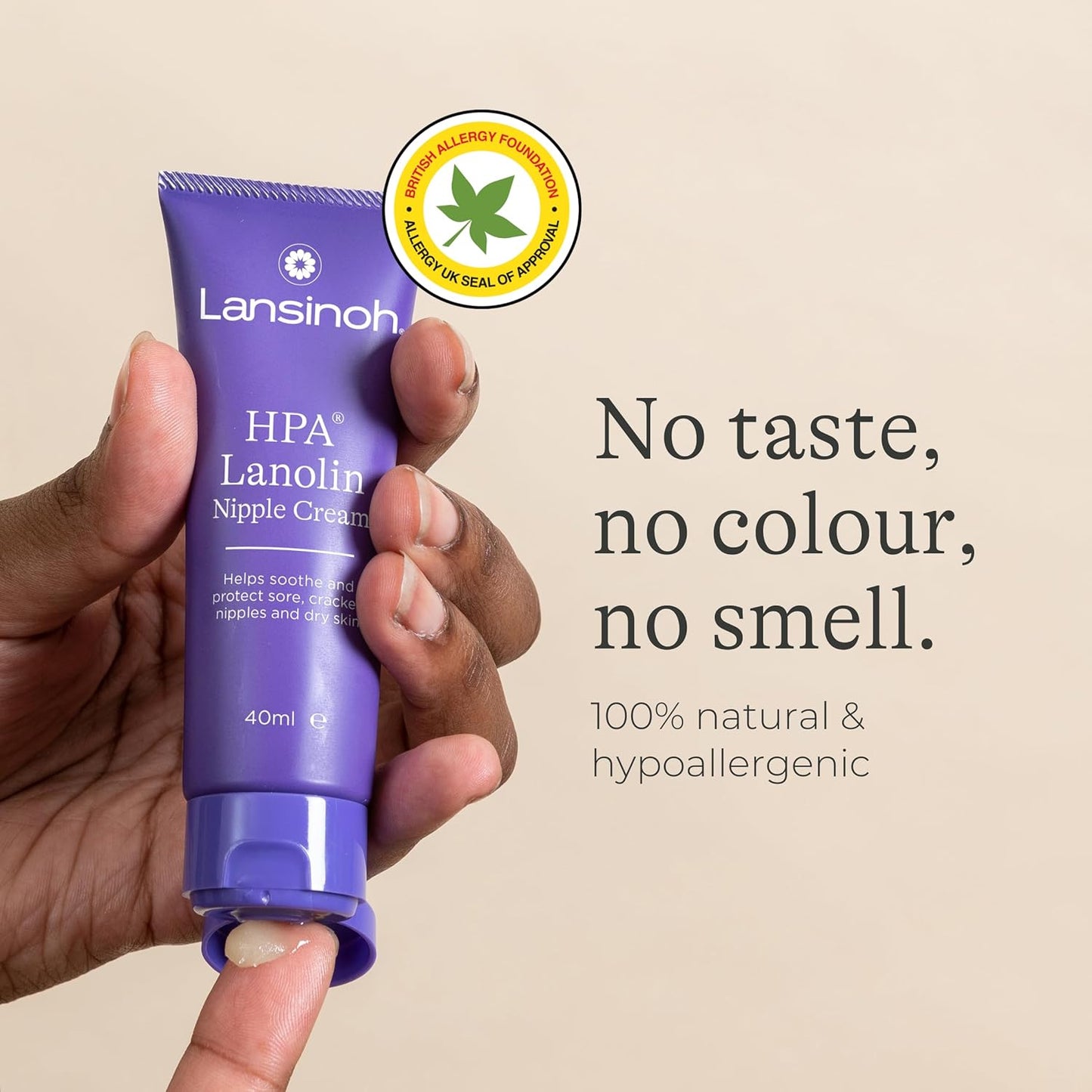 "Lansinoh HPA Lanolin Nipple Cream, 40ml – 100% Natural, Hypoallergenic, Tasteless and Odourless, Safe for Breastfeeding"