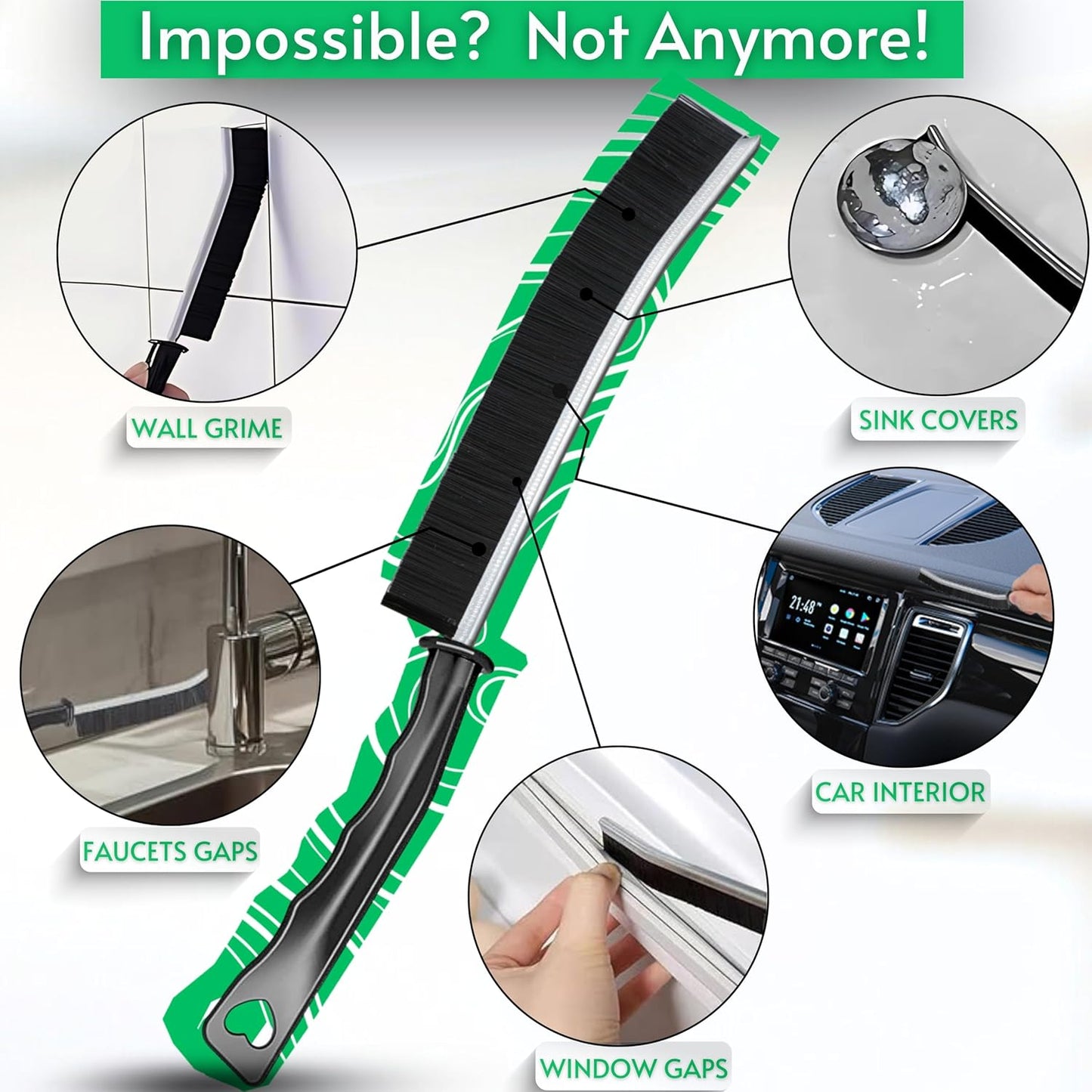 JOHN ELIA 3-Piece Crevice Cleaning Brush Set, Multifunctional Bathroom and Grout Brushes for Small Spaces