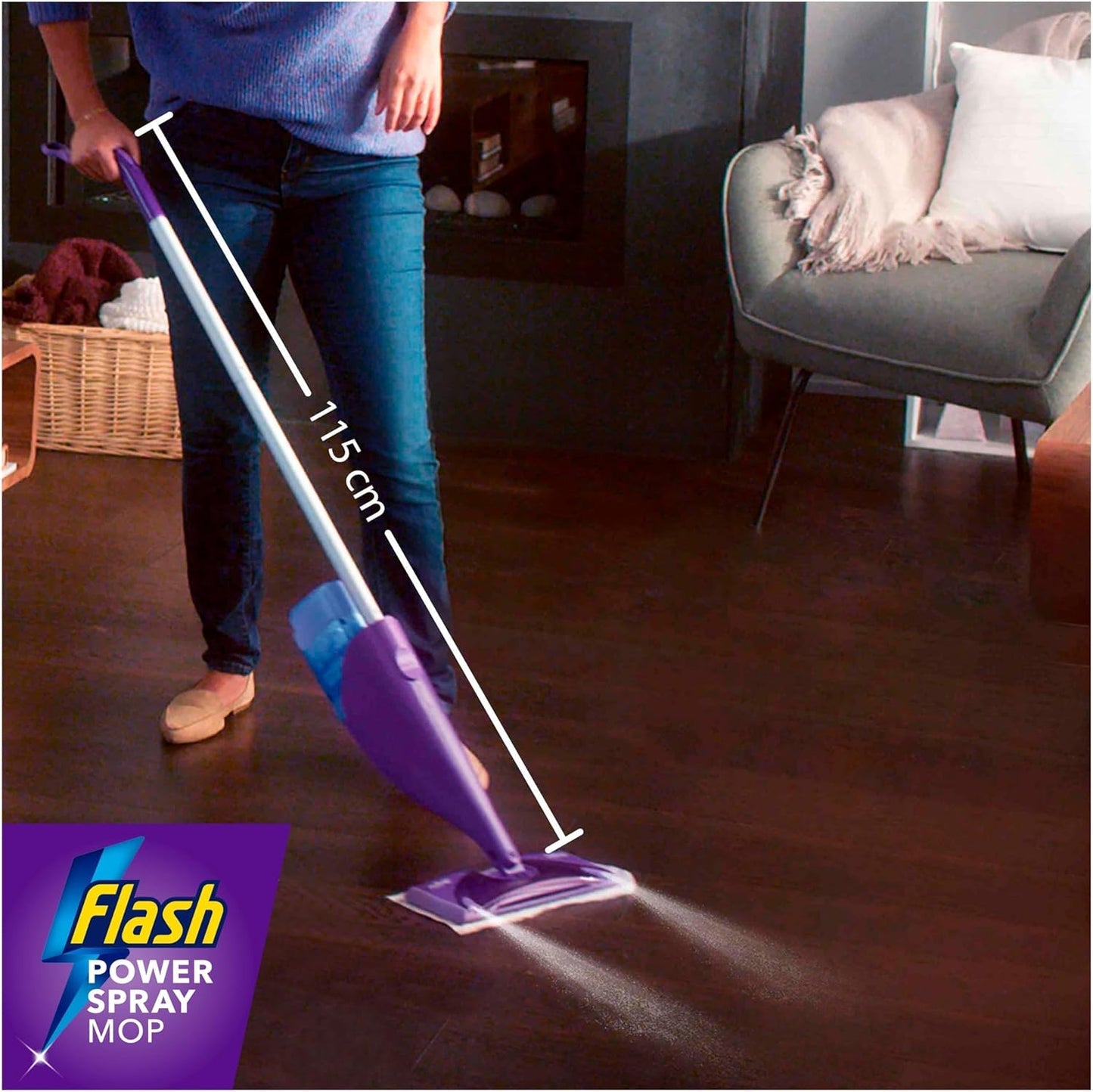 Flash Power Spray Mop Floor Cleaner Multi-Surface Cleaning Liquid Citrus Fresh 5L (1.25Lx4)