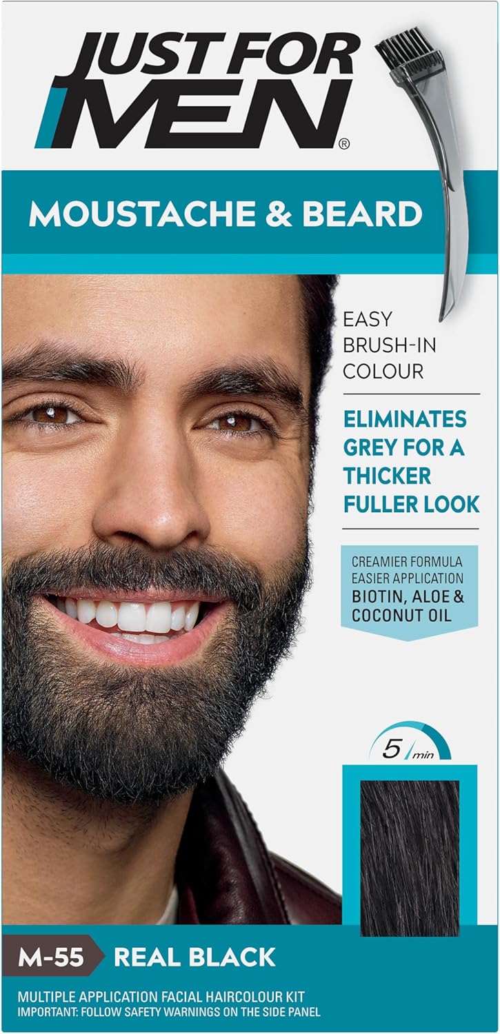 Just for men Moustache & Beard Medium Brown Dye, Eliminates Grey for a Thicker & Fuller Look � M35