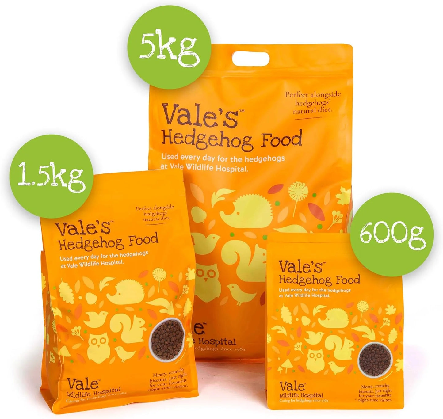 Vale’s Hedgehog Food, 1.5kg, Meaty Crunchy Biscuits High in Fibre, Suitable and Nutritious for Hedgehogs