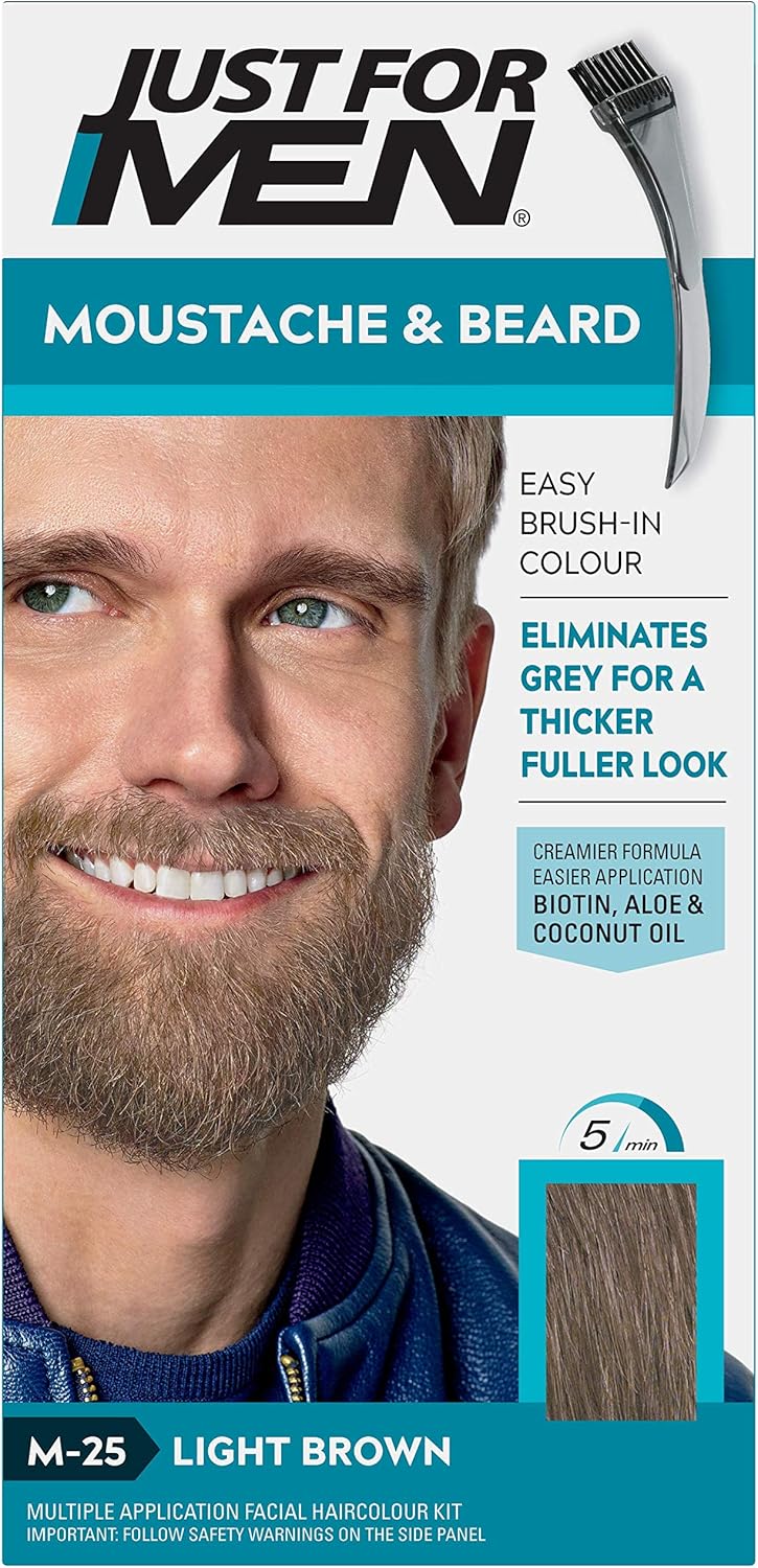 Just for men Moustache & Beard Medium Brown Dye, Eliminates Grey for a Thicker & Fuller Look � M35