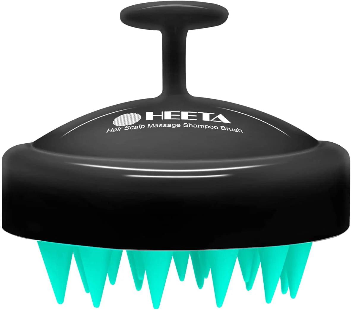 HEETA Scalp Massager Shampoo Brush with Soft Silicone Bristles, Ergonomic Hair Care and Head Massage Brush for Women, Men, and Pets, Black and Turquoise
